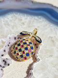 18k Solid Gold Vintage Diamond Ruby Sapphire Fruit Brooch Pendant | Indulgems | Apple Cherry Pomegranate