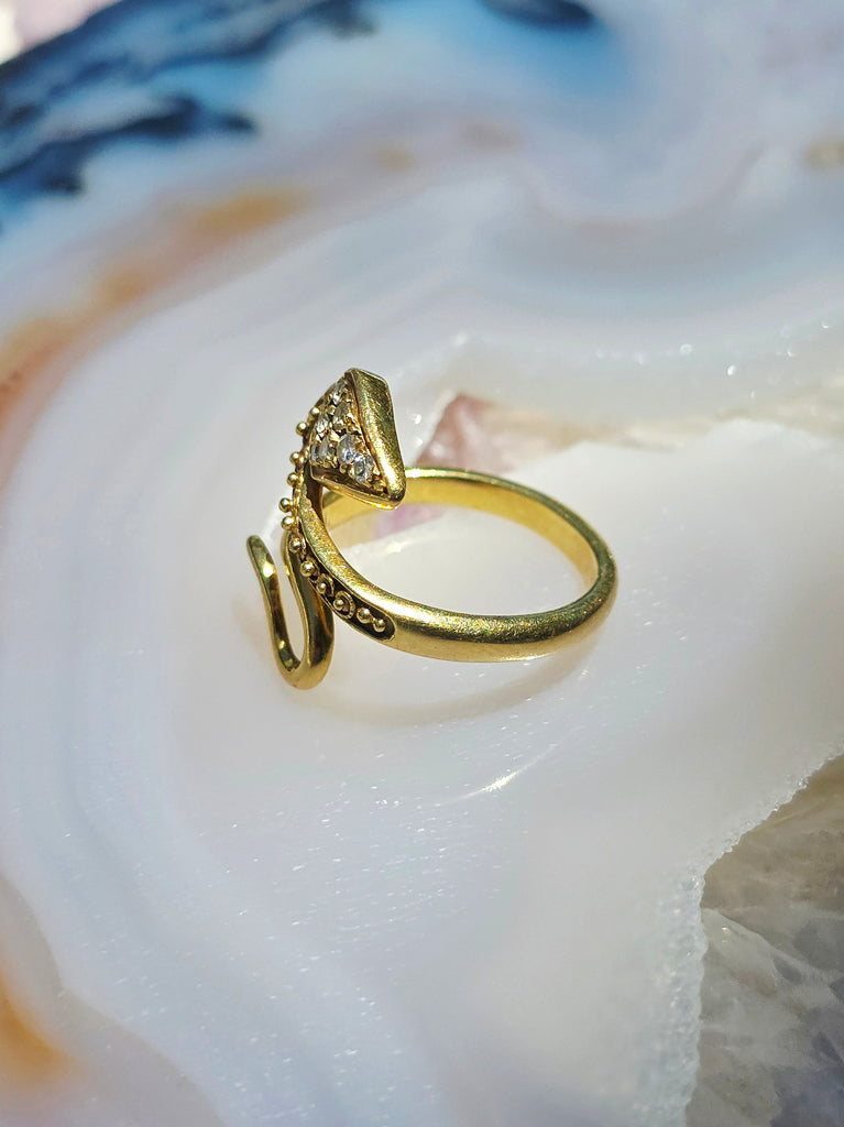18k Solid Gold Diamond Snake Serpent Ring sz 8 | Indulgems