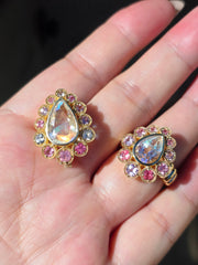 14k Yellow Gold Madagascar Rainbow Moonstone & Multicolor Spinel Pendant Clip | Indulgems | Starlit Collection
