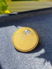 18K Yellow Solid Gold Cylindrical Brooch with Rose Cut Diamond | Indulgems | Antique Jewelry | Designs in Real Gold
