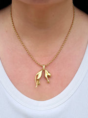 18k Solid Gold Vintage Large Hanging Panther Pendant | Indulgems