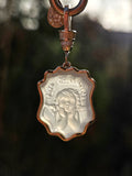 18k Solid Gold Handcarved White Agate Cherub with "PURE HEART COURAGE" Motivational Talisman Positivity Pendant | Indulgems | Designs in Real Gold