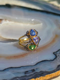 18k Yellow Gold Gemstone Laurel Rings Sz 7 | Indulgems
