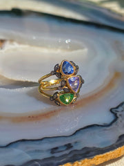 18k Yellow Gold Gemstone Laurel Rings Sz 7 | Indulgems