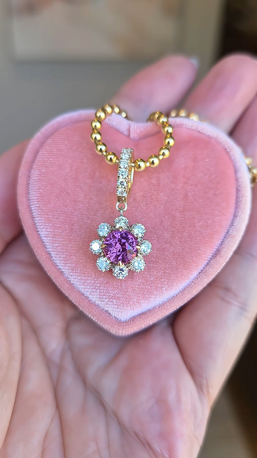 14k Gold 2.15ct Mahenge Spinel & Diamond Pendant | Indulgems | Diana