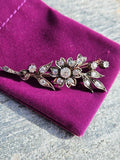 12k Solid Yellow Gold & Silver Antique Diamond Flower Brooch