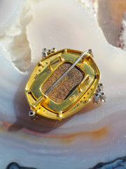 18k Yellow Gold Boulder Opal & Diamond Brooch Pendant with Scarab Beetle Motif | Indulgems
